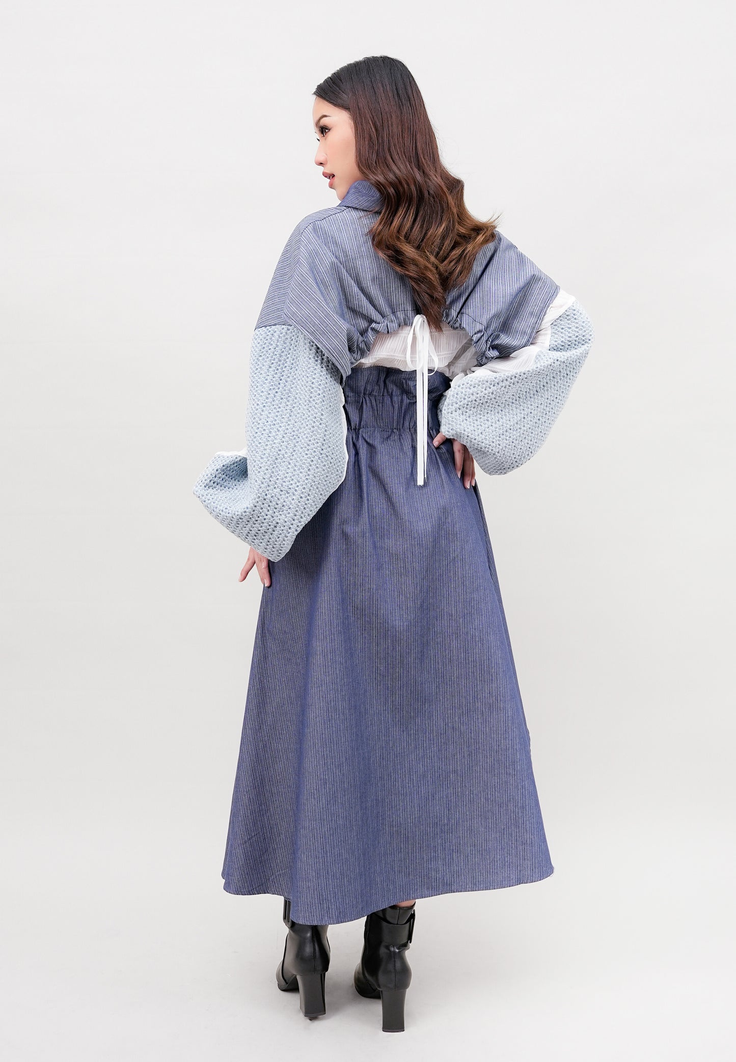 Asymmetric Buckle Denim Skirt