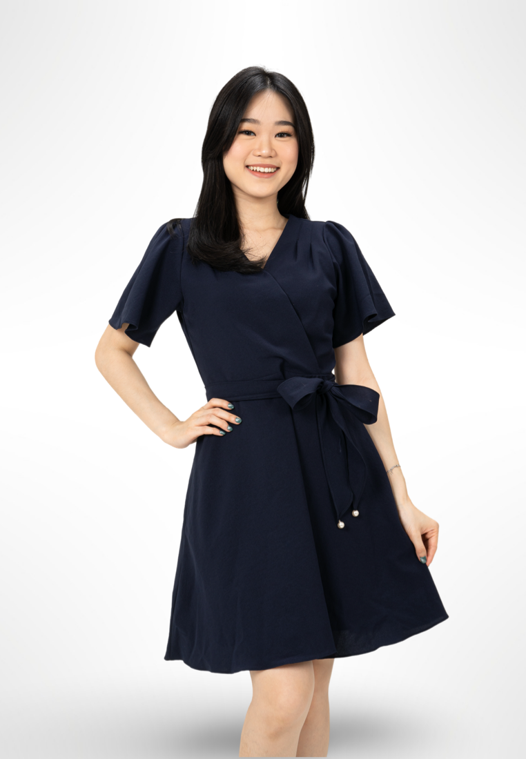 Navy Belt Dress By Bling