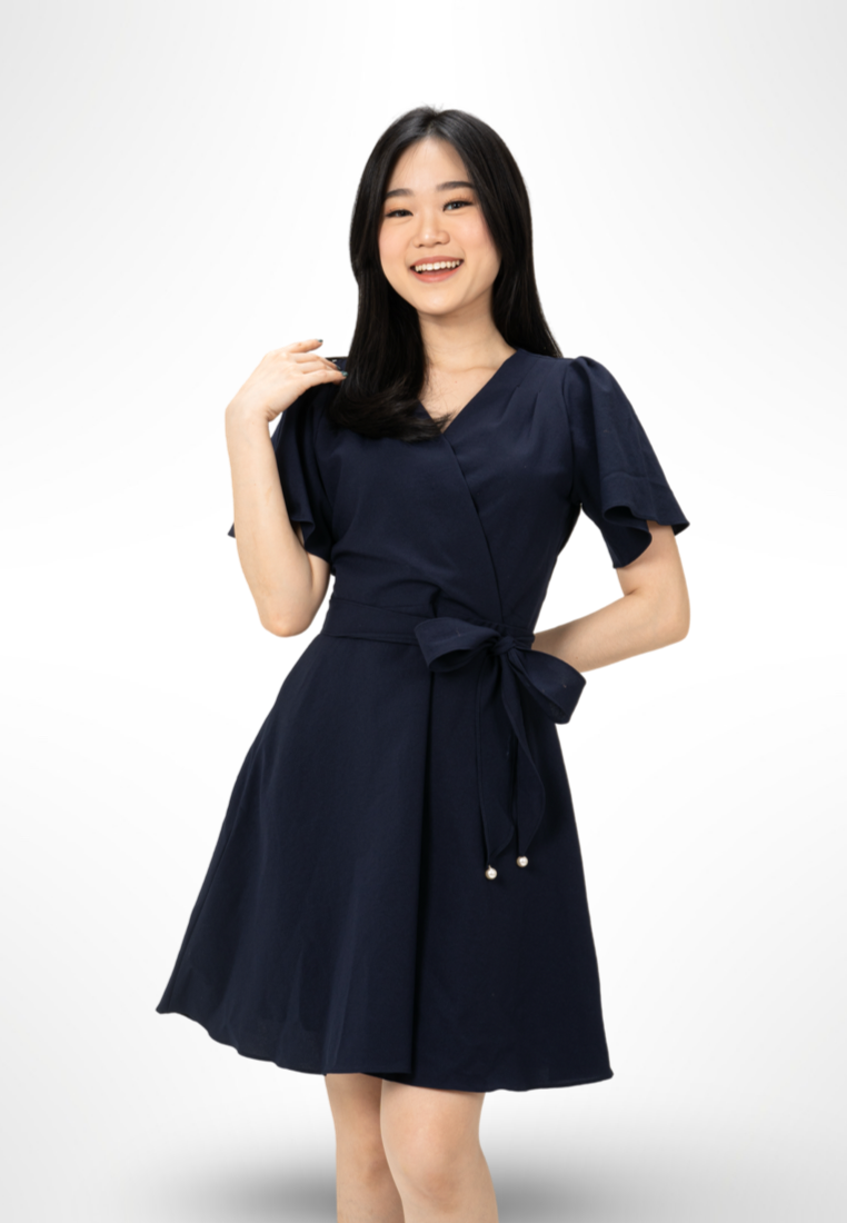 Navy Belt Dress By Bling