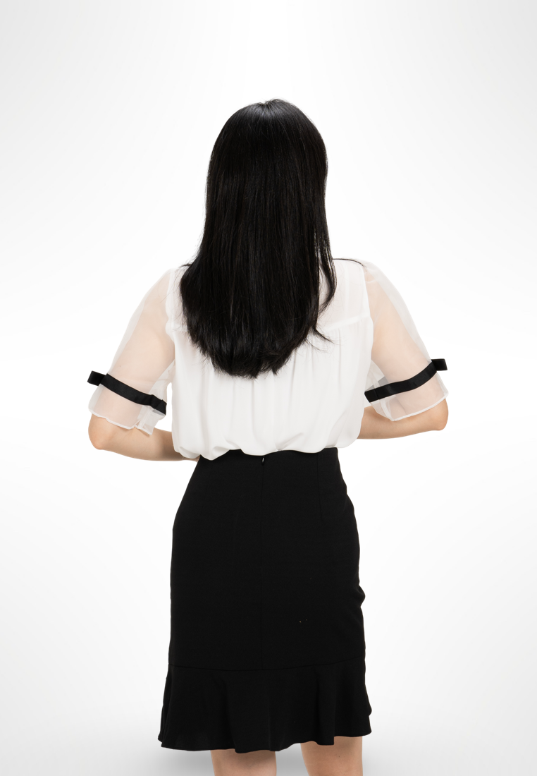 Korean Collar White Blouse By G&B
