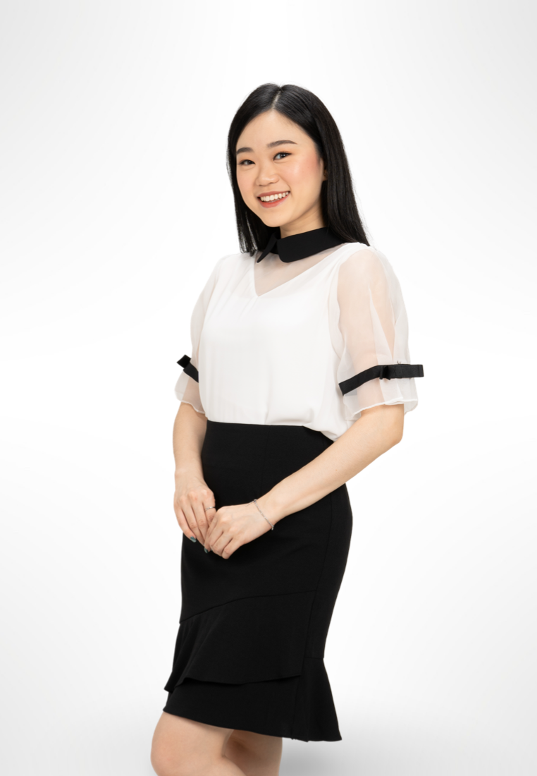 Korean Collar White Blouse By G&B