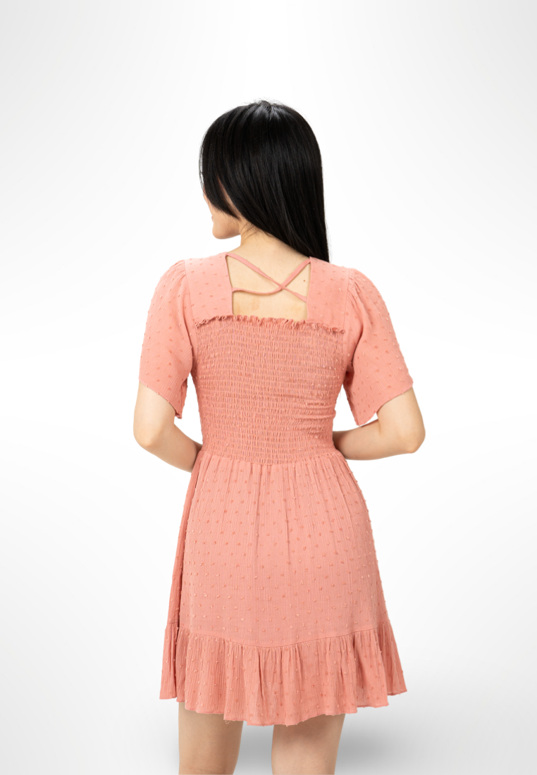 Shirring Pink Dress By Wave