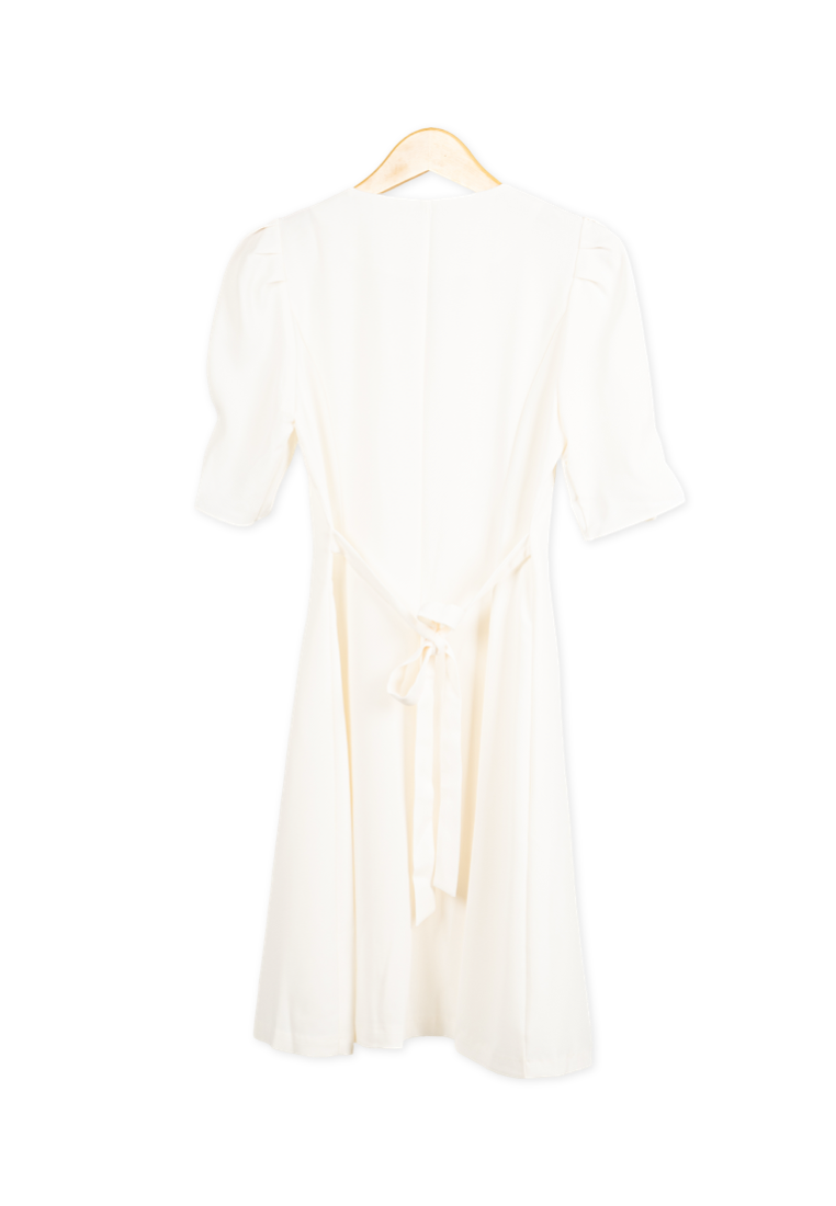 Korean Button White Dress By Bling