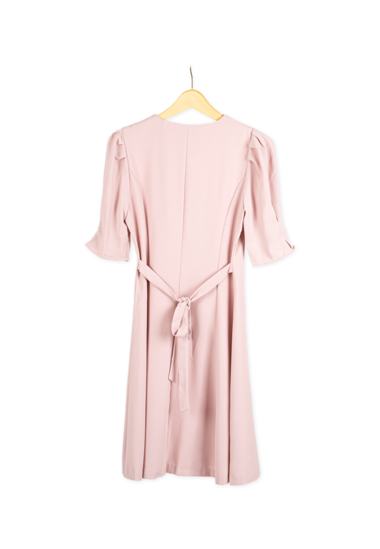 Korean Button Pink Dress By Bling