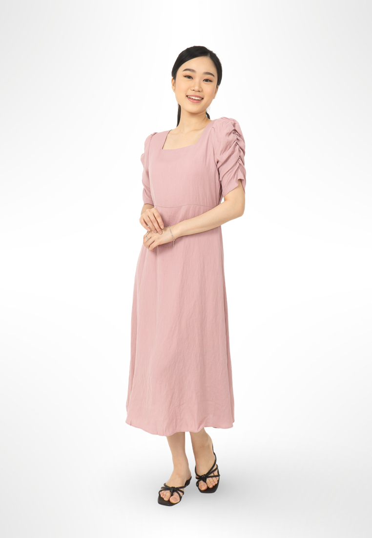 Ruched Sleeve Dress By Bling pink