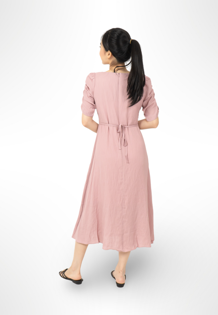 Ruched Sleeve Dress By Bling pink