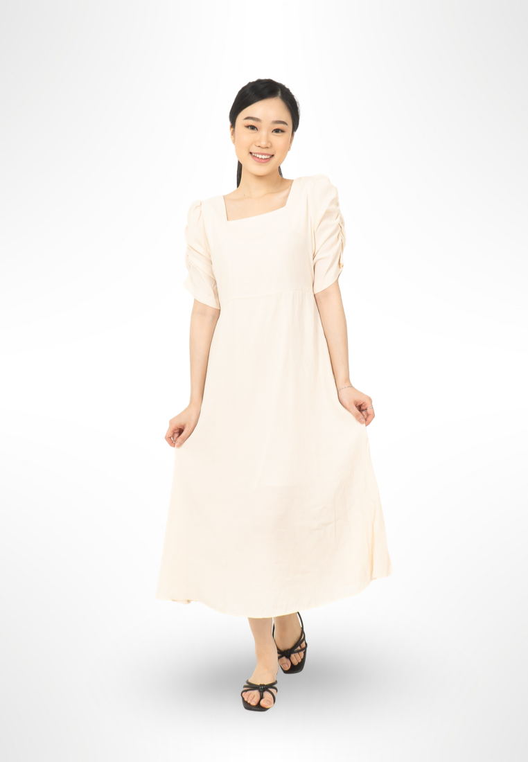 Ruched Sleeve Dress By Bling cream