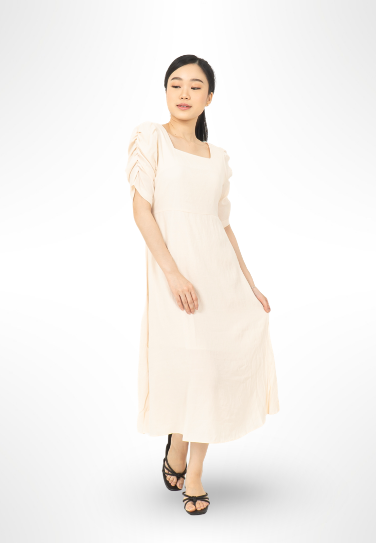 Ruched Sleeve Dress By Bling cream