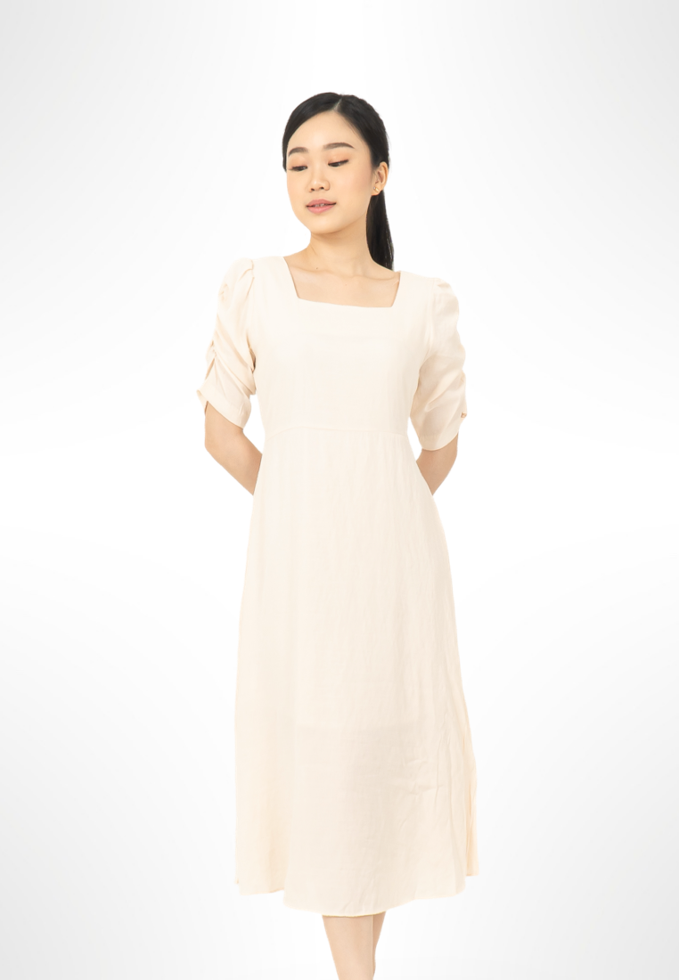 Ruched Sleeve Dress By Bling cream