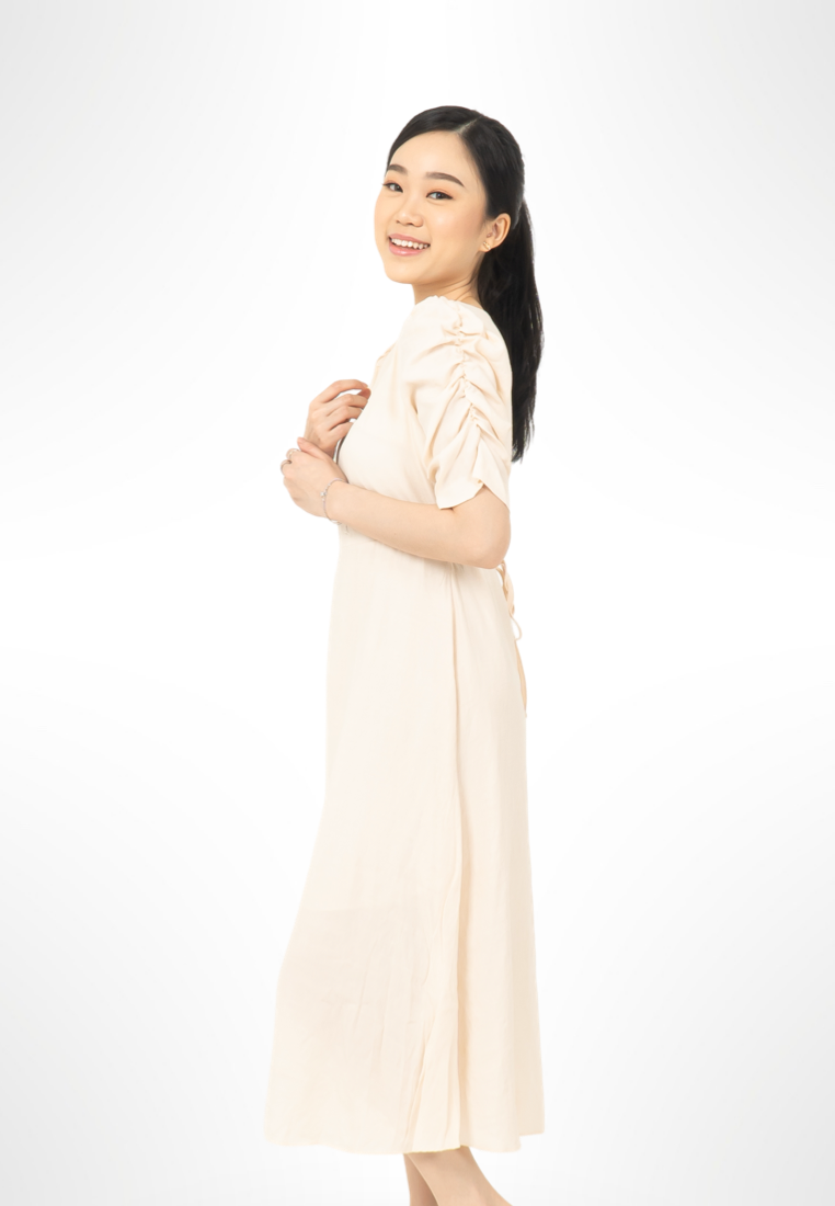 Ruched Sleeve Dress By Bling cream