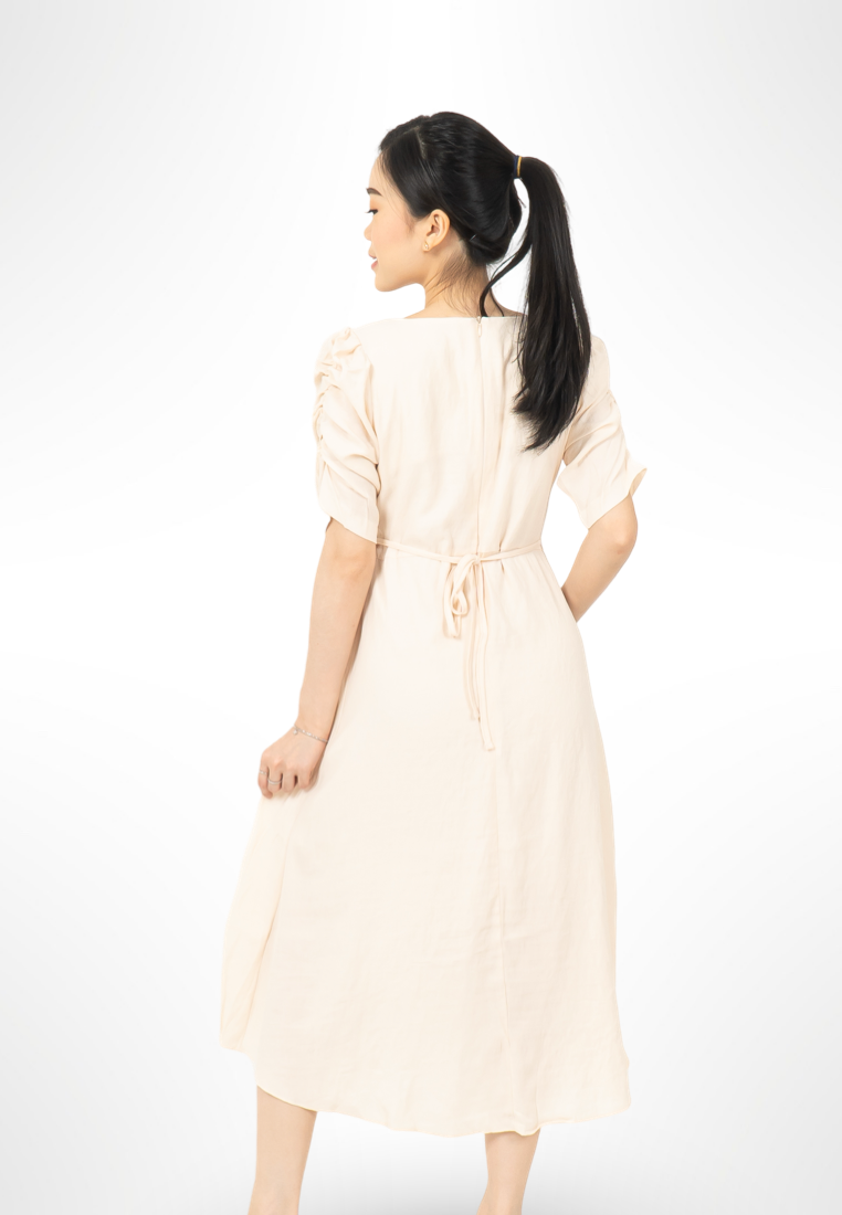 Ruched Sleeve Dress By Bling cream