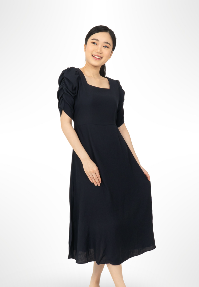 Ruched Sleeve Dress By Bling navy