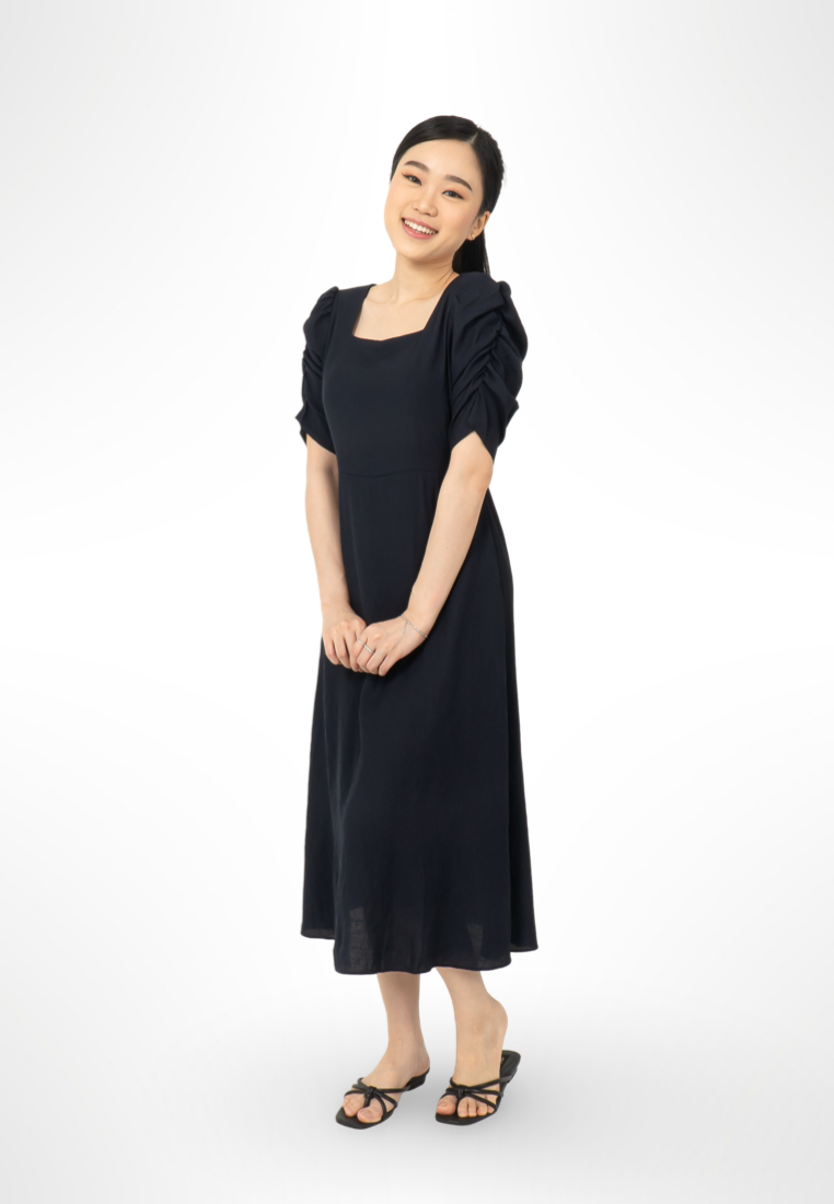 Ruched Sleeve Dress By Bling navy