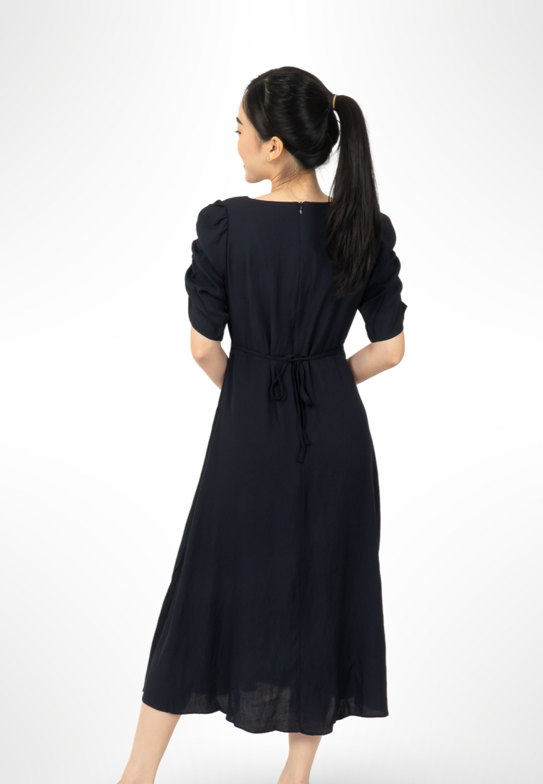 Ruched Sleeve Dress By Bling navy