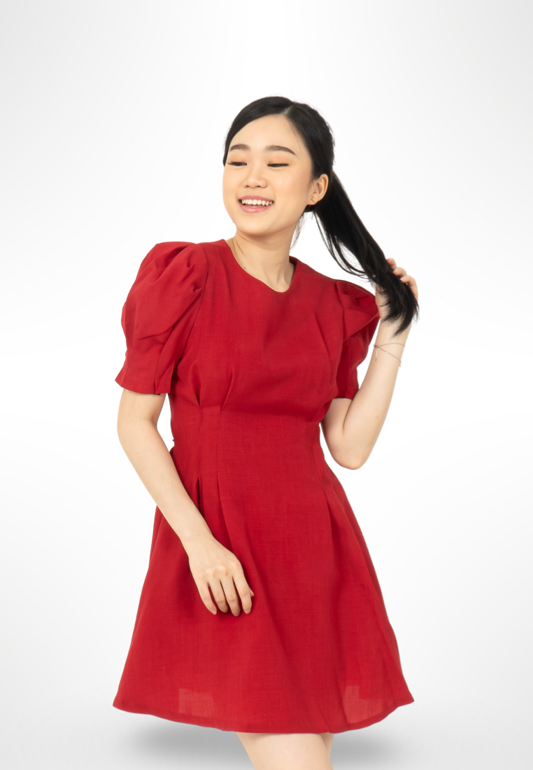 Red Puff Sleeve Dress