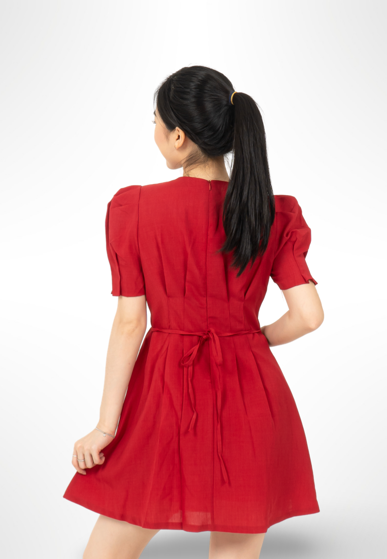 Red Puff Sleeve Dress