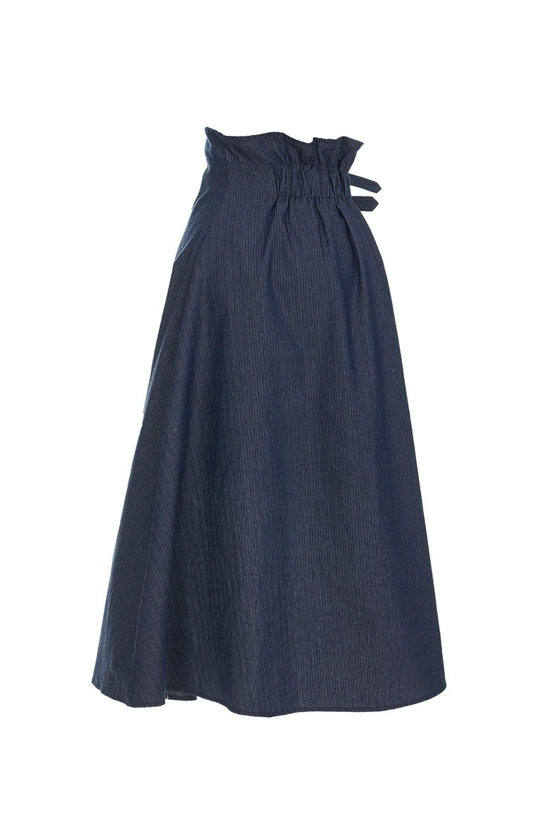 Asymmetric Buckle Denim Skirt