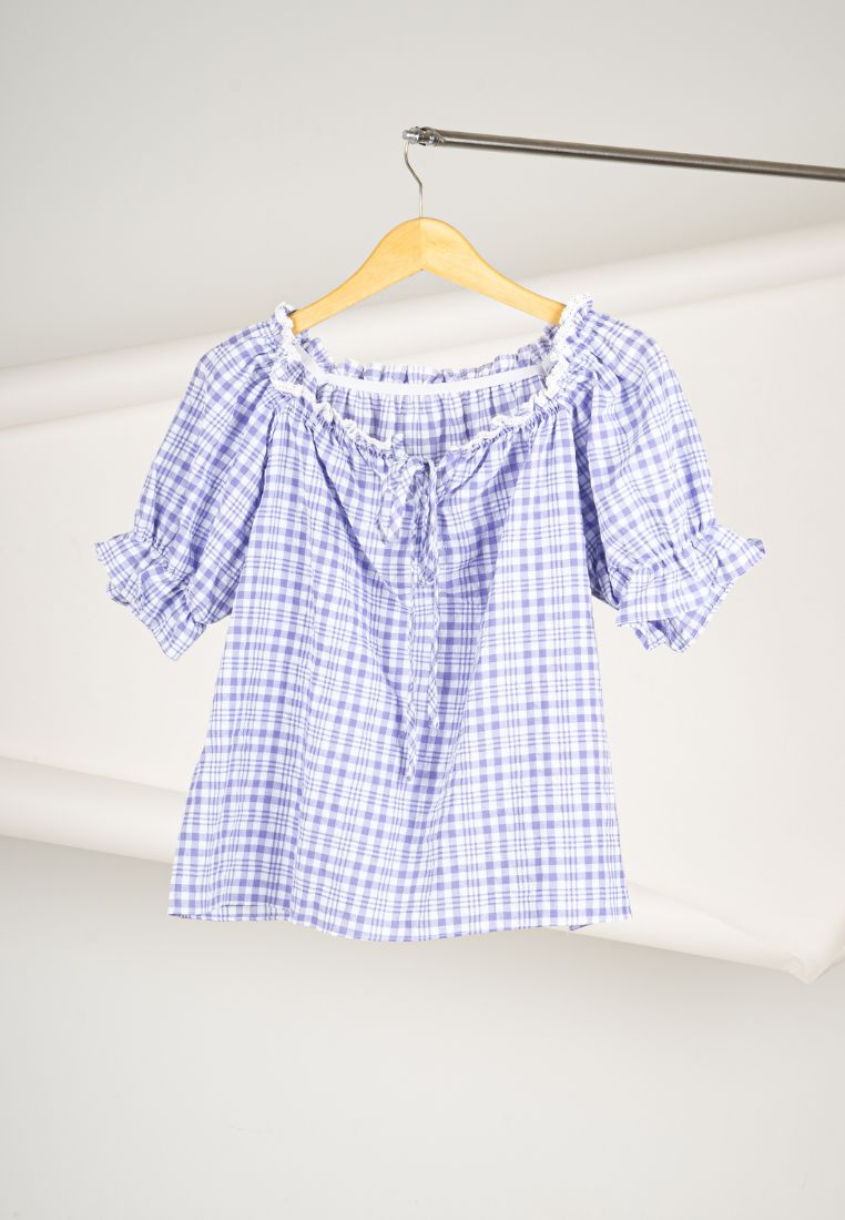 Korean Purple Plaid Top By Kerri