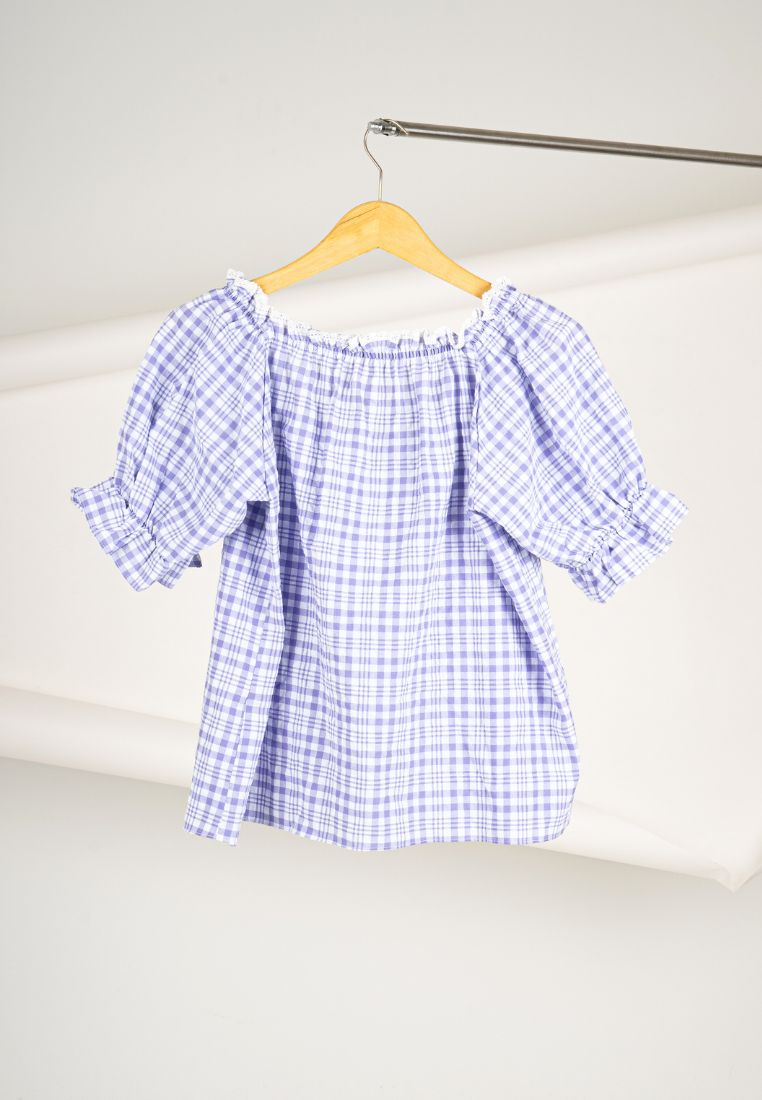 Korean Purple Plaid Top By Kerri