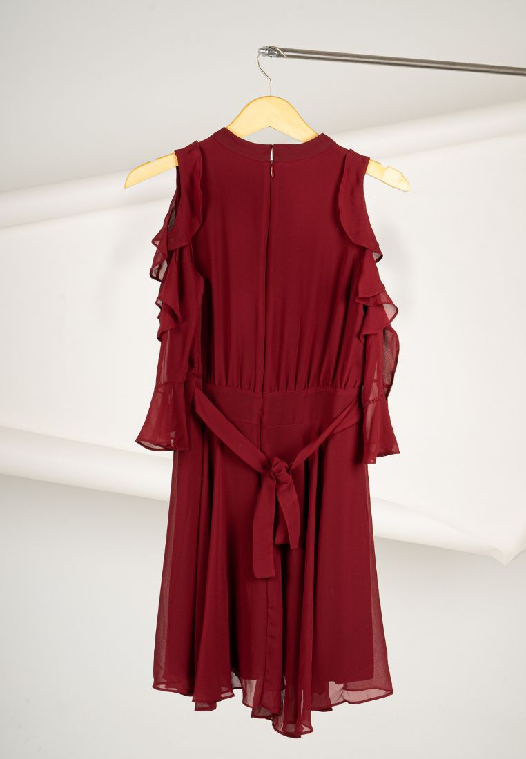 Off Shoulder Ruffle Dress Red