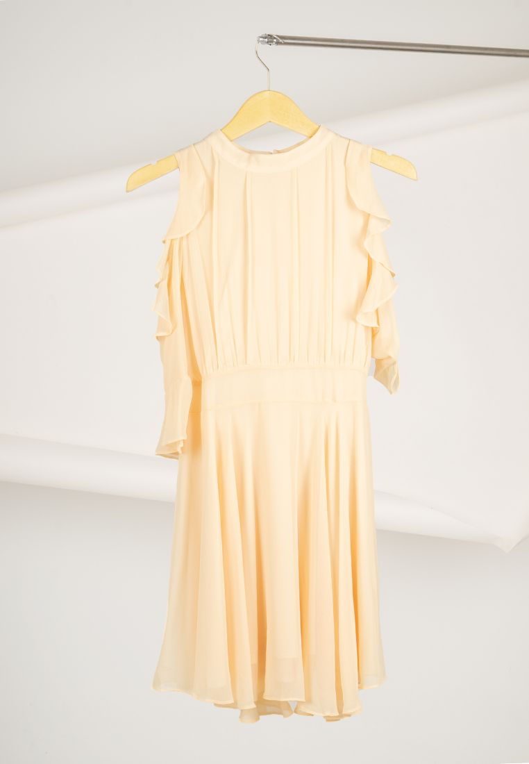 Off Shoulder Ruffle Dress Yellow