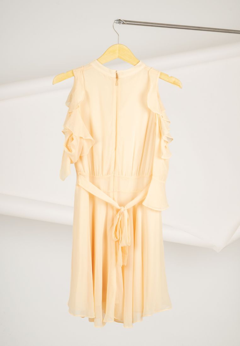 Off Shoulder Ruffle Dress Yellow