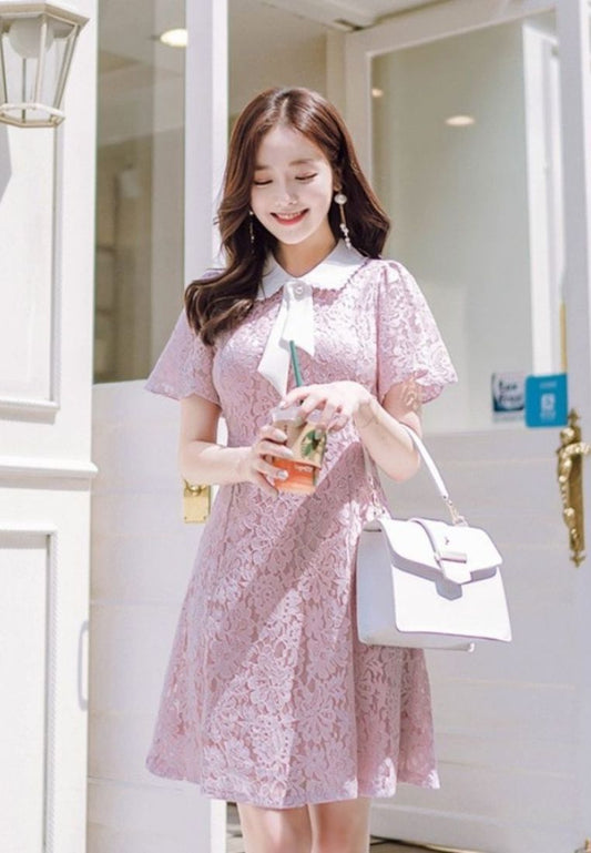 Collar Pink Dress By Bling