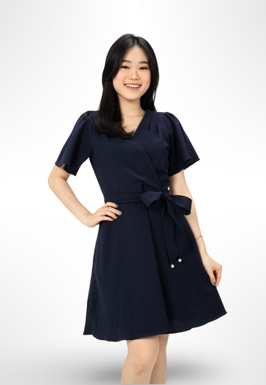 Navy Belt Dress By Bling