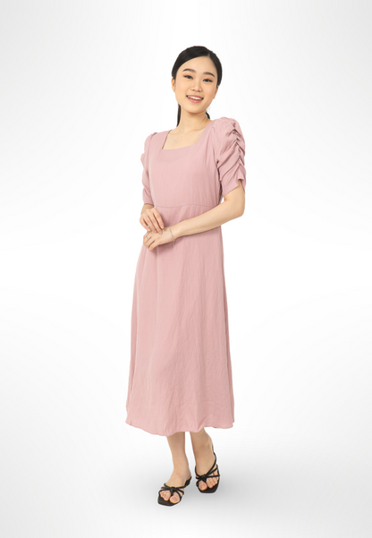 Ruched Sleeve Dress By Bling pink