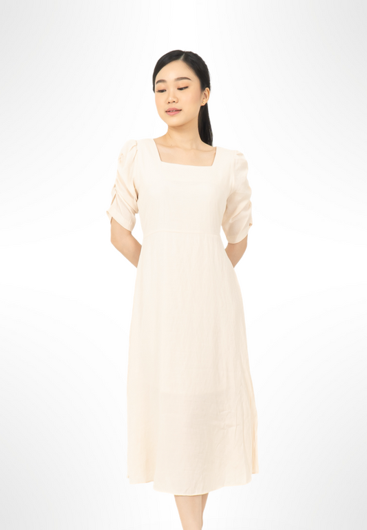 Ruched Sleeve Dress By Bling cream