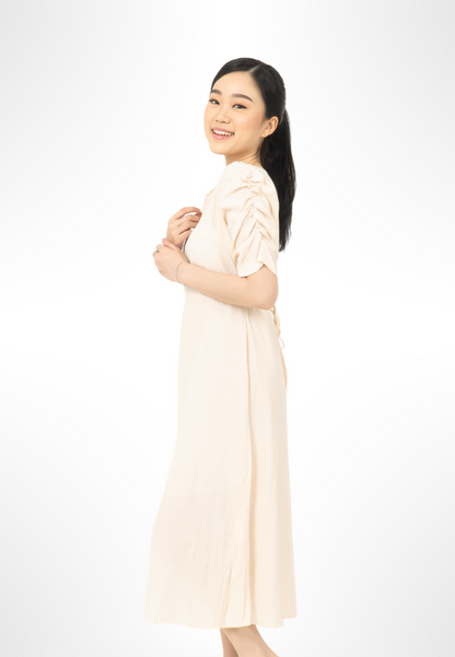 Ruched Sleeve Dress By Bling cream