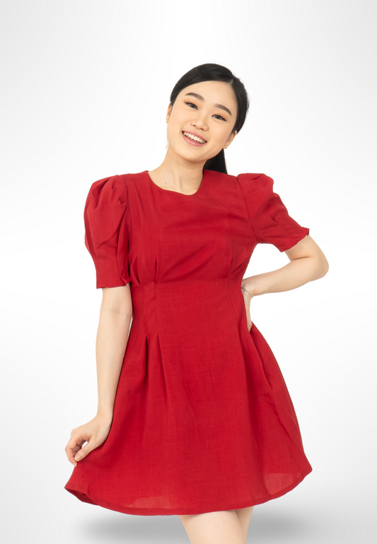 Red Puff Sleeve Dress