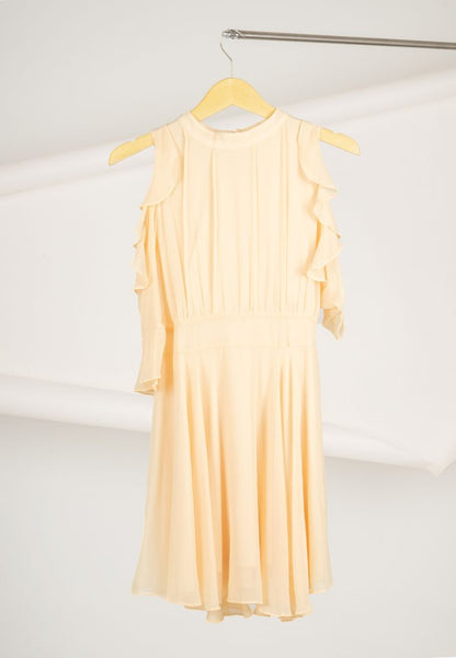 Off Shoulder Ruffle Dress Yellow