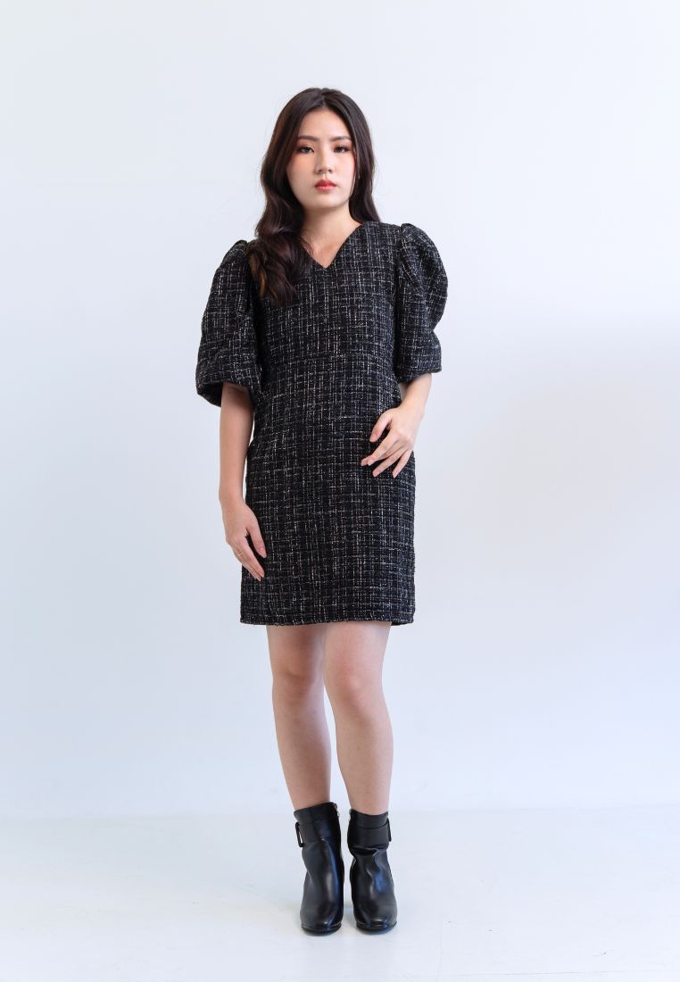 [MADE] Tweed Dress Black Ivory