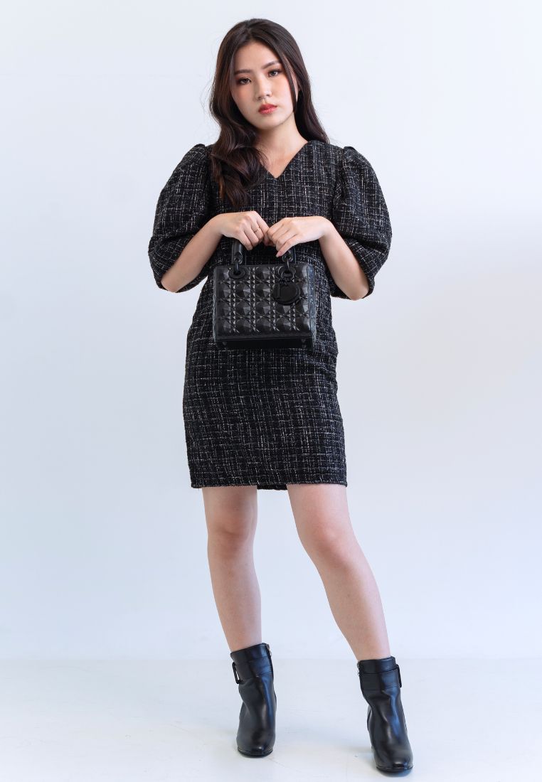 [MADE] Tweed Dress Black Ivory