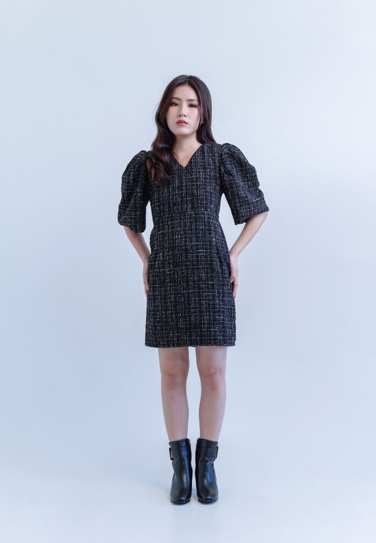 [MADE] Tweed Dress Black Ivory