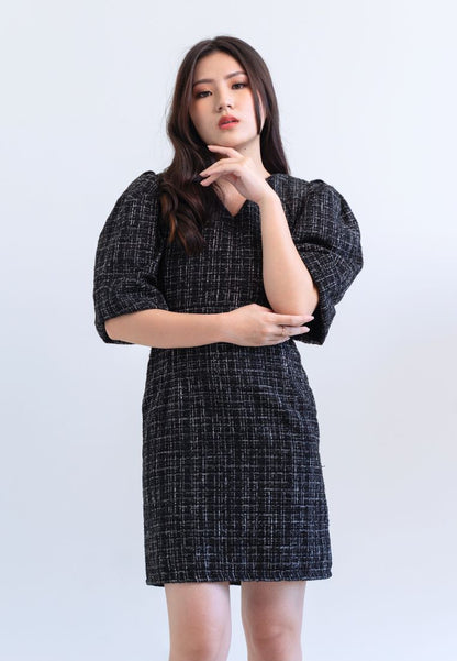 [MADE] Tweed Dress Black Ivory