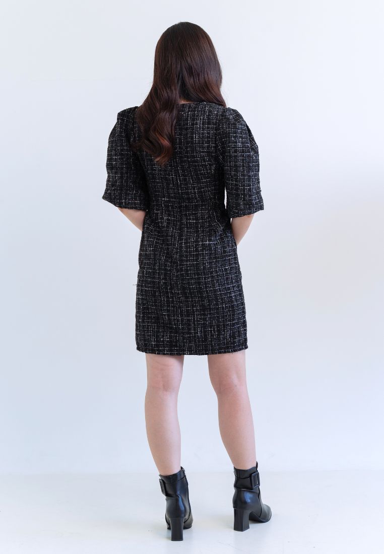 [MADE] Tweed Dress Black Ivory