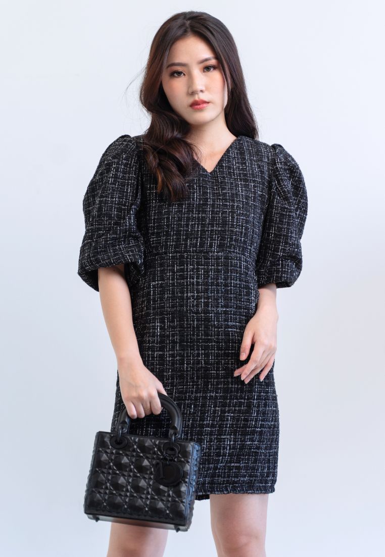 [MADE] Tweed Dress Black Ivory