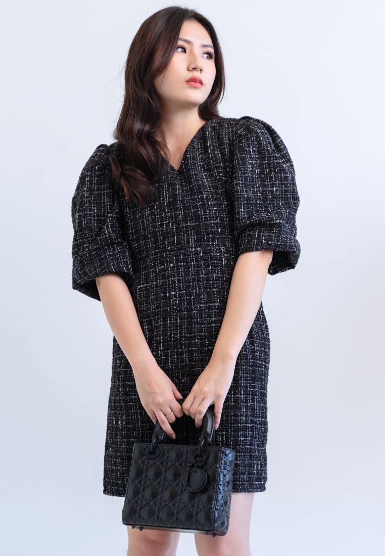 [MADE] Tweed Dress Black Ivory